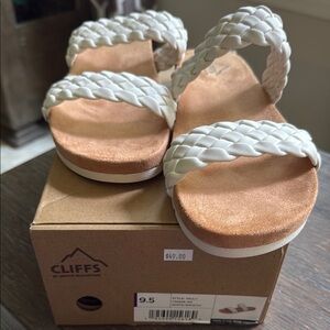 Cliffs by White Mountain, White Braided Sandals NWT Size 9.5